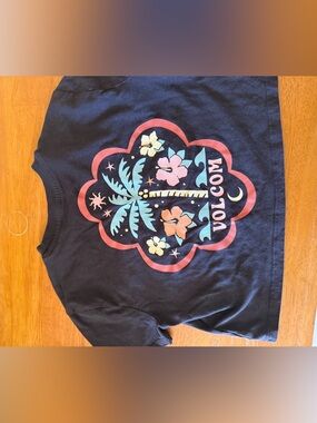 Volcom Black Tee with Pastel Tropical Graphic